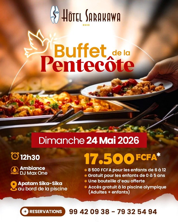 Pentecôte 2026 : l’Hôtel Hôtel Sarakawa annonce un grand buffet au bord de la piscine