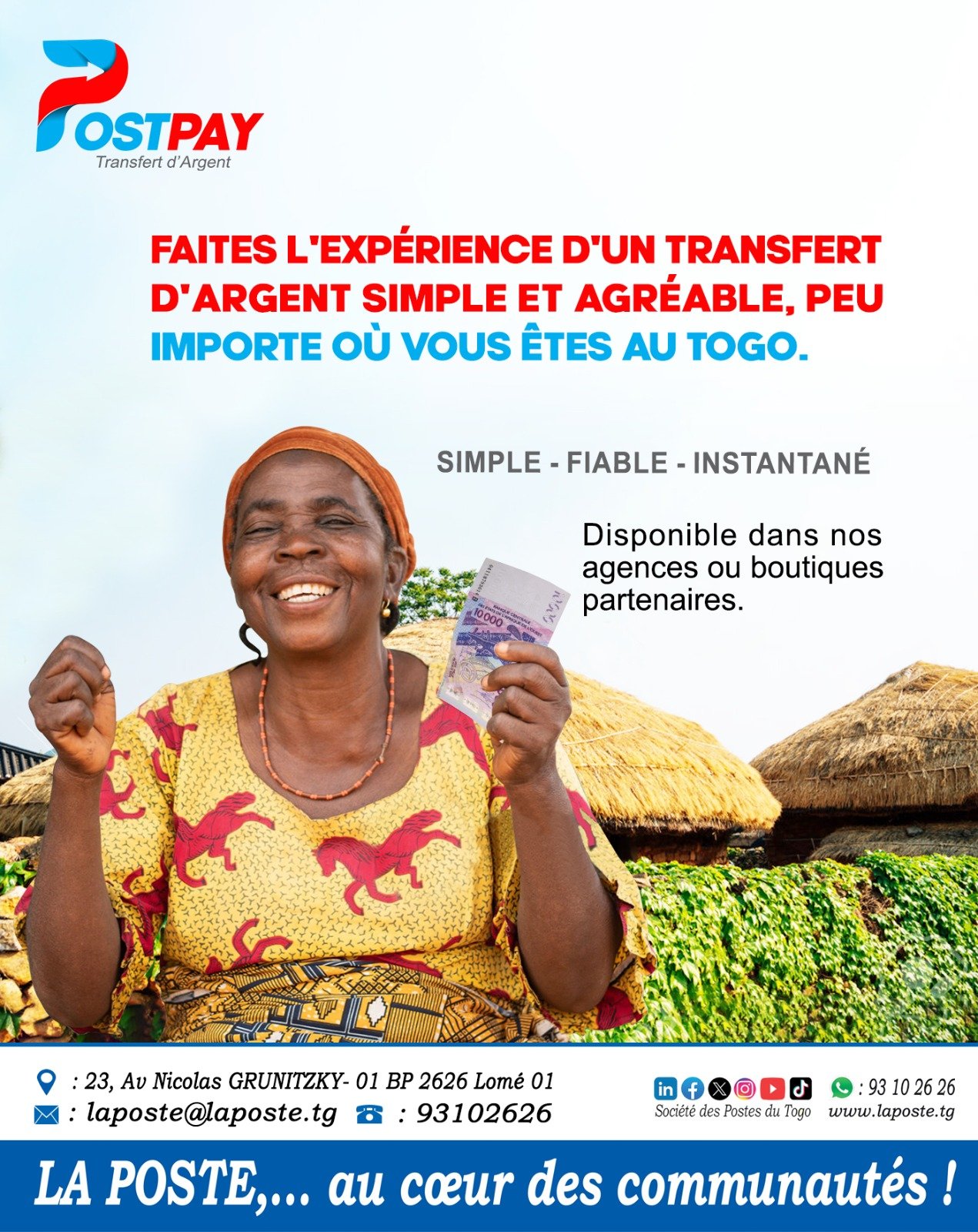 Transfert d'argent : la Poste togolaise met en avant son service PostPay
